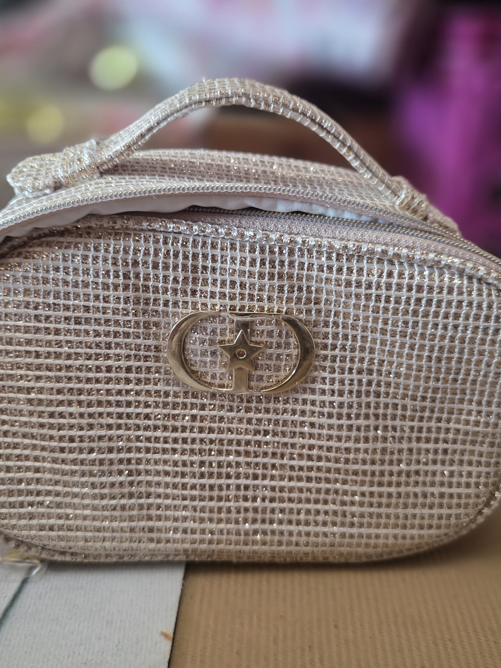 Dior Gold Mini Carry Cosmetic Case with Star Accent